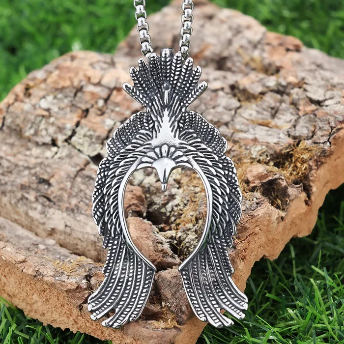 Flying Eagle Pendant – Bold Tribal Stainless Steel Necklace | Vintage Ethnic Style | Men's Trendy Non-Fading Jewelry