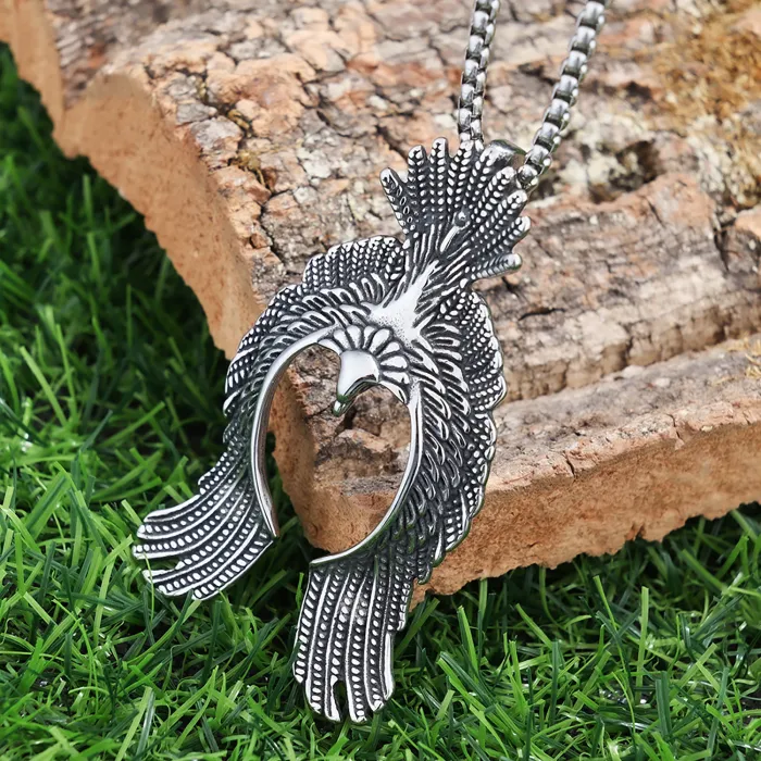 Flying Eagle Pendant – Bold Tribal Stainless Steel Necklace | Vintage Ethnic Style | Men's Trendy Non-Fading Jewelry