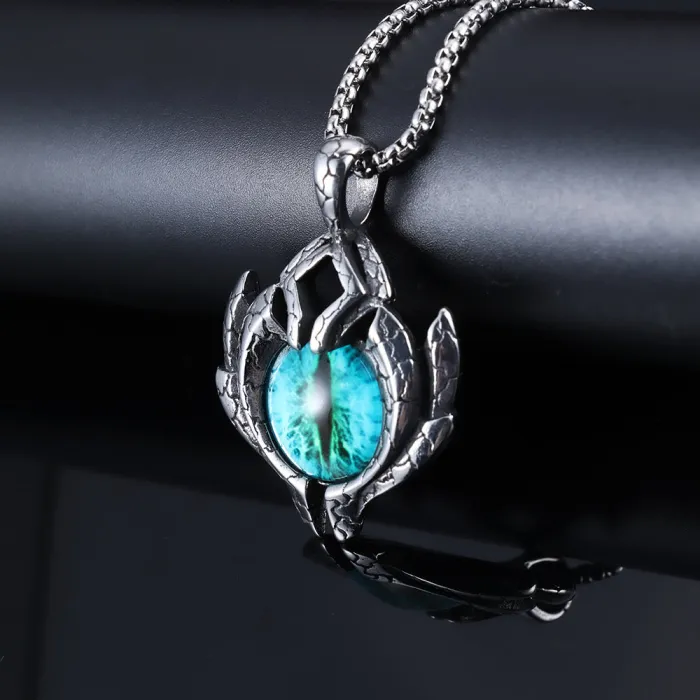 Mystic Evil Eye Pendant – Blue Stainless Steel Necklace | Vintage Non-Fading Protection Jewelry | Unisex Statement