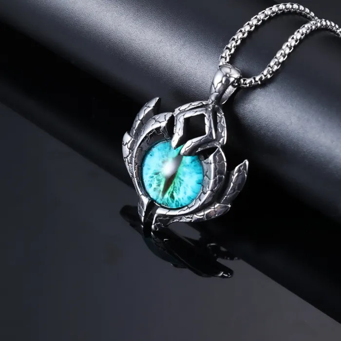 Mystic Evil Eye Pendant – Blue Stainless Steel Necklace | Vintage Non-Fading Protection Jewelry | Unisex Statement