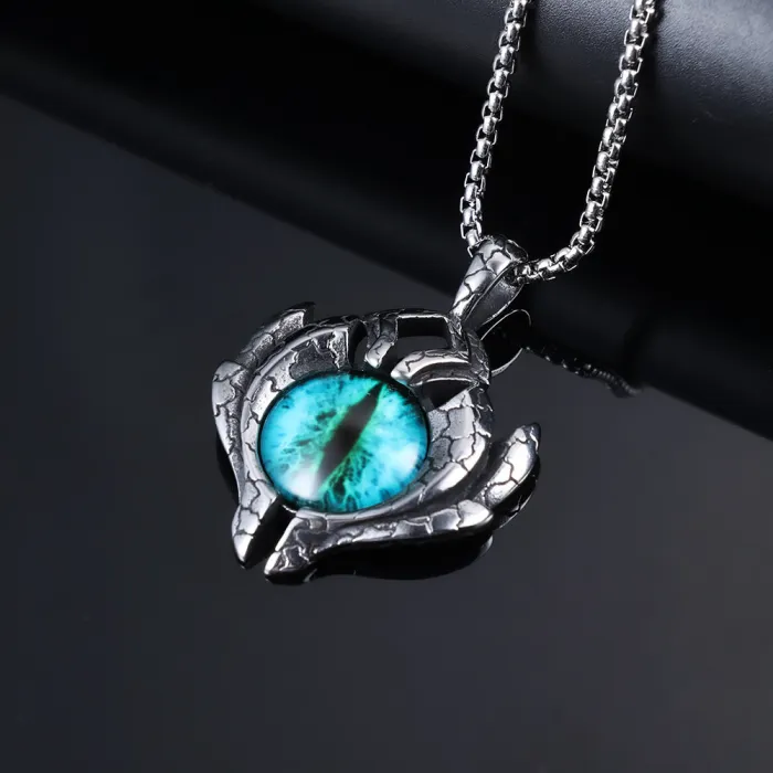 Mystic Evil Eye Pendant – Blue Stainless Steel Necklace | Vintage Non-Fading Protection Jewelry | Unisex Statement