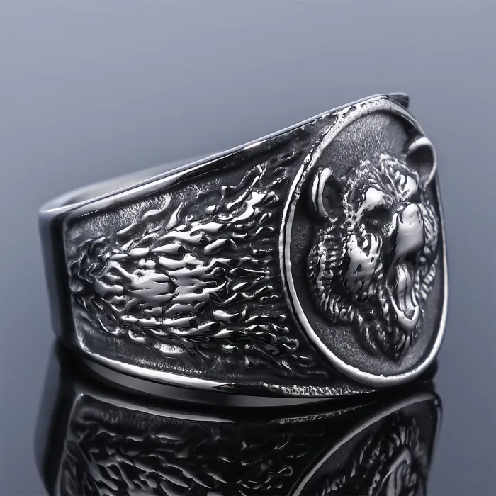 Viking Bear Ring – Stainless Steel Norse Warrior Animal Design | Fade-Resistant Men's Jewelry | Nordic Style