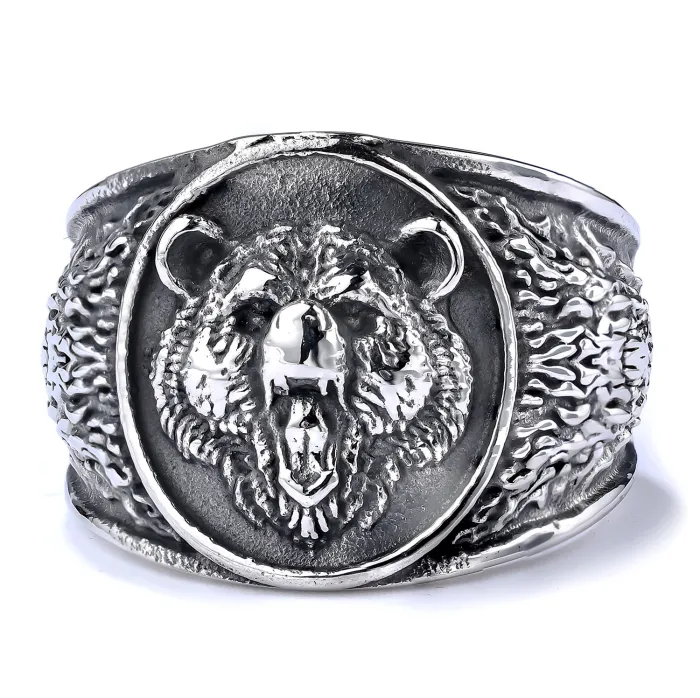 Viking Bear Ring – Stainless Steel Norse Warrior Animal Design | Fade-Resistant Men's Jewelry | Nordic Style