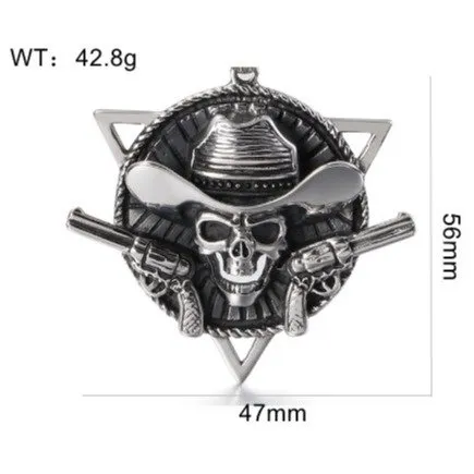 Pirate Skull Pendant – Dual Pistols Western Cowboy Skeleton Necklace in Stainless Steel | Punk Gothic Jewelry | Wholesale Available