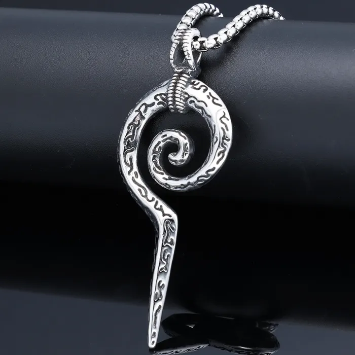 Vintage Viking Serpent Scepter Pendant – Fashion Retro Stainless Steel Rune Necklace | Nordic Style | Unisex Jewelry | Wholesale