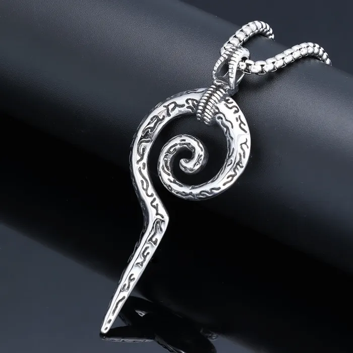 Vintage Viking Serpent Scepter Pendant – Fashion Retro Stainless Steel Rune Necklace | Nordic Style | Unisex Jewelry | Wholesale