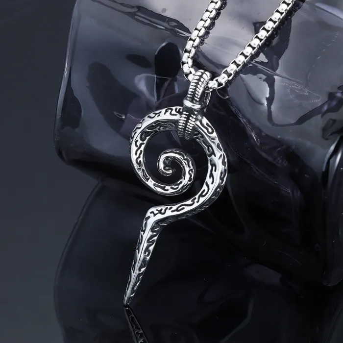 Vintage Viking Serpent Scepter Pendant – Fashion Retro Stainless Steel Rune Necklace | Nordic Style | Unisex Jewelry | Wholesale