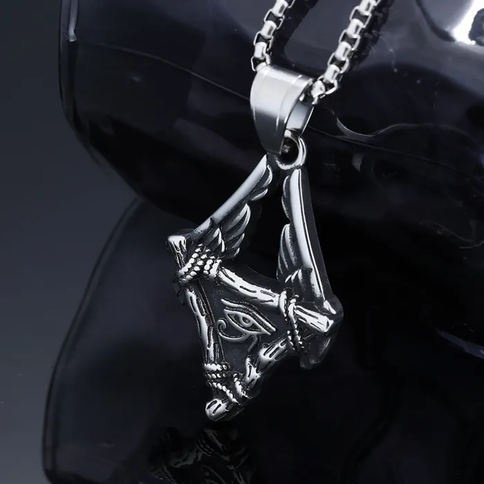 Horus Eye Pendant – Vintage Stainless Steel Necklace for Men | Retro Egyptian Symbol Jewelry | Trendy Cross-Border Wholesale