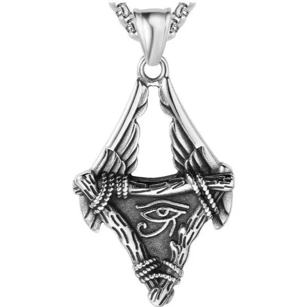 Horus Eye Pendant – Vintage Stainless Steel Necklace for Men | Retro Egyptian Symbol Jewelry | Trendy Cross-Border Wholesale