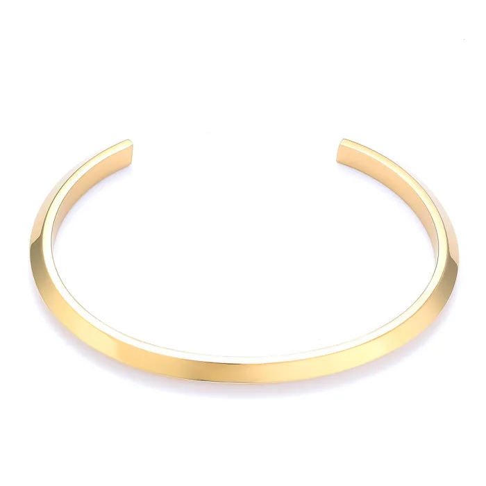 Minimalist Brushed Stainless Steel C-Shaped Open Bangle Bracelet | Fashion Jewelry for Men & Women | Wholesale Available