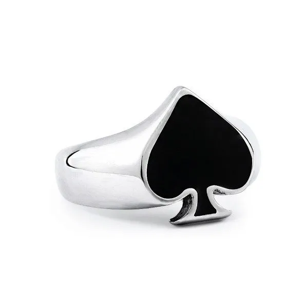 Trendy Epoxy Black Spade Stainless Steel Ring – Unisex Statement Accessory | Fun Design Jewelry | Wholesale Available