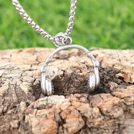 Hip-Hop Headphone Pendant – Polished Stainless Steel Music Jewelry | Trendy & Unique Style | Fashion Accessory for Men & Women - Jewelryto