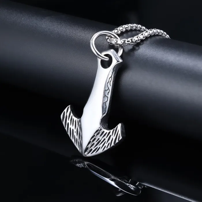 Stainless Steel Anchor & Triangle Spike Pendant – Realistic Nautical Design | Punk Style Jewelry | In Stock & Ready to Ship