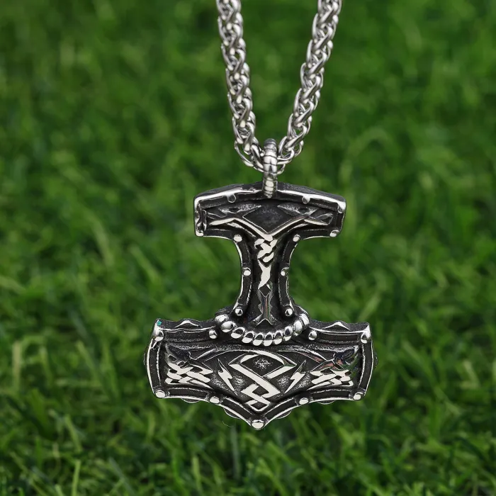Wholesale Viking Thor's Hammer Pendant – Rune Stainless Steel Norse Necklace for Men | Bulk Jewelry Supplier