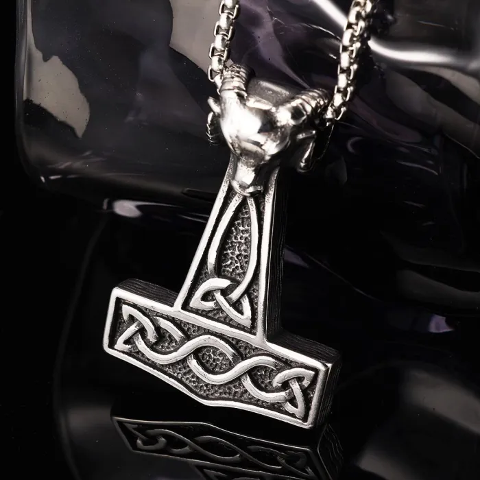 Wholesale Viking Hammer Pendant – Retro Titanium Steel Amulet Necklace for Men | Trendy Jewelry Supplier & Bulk Orders