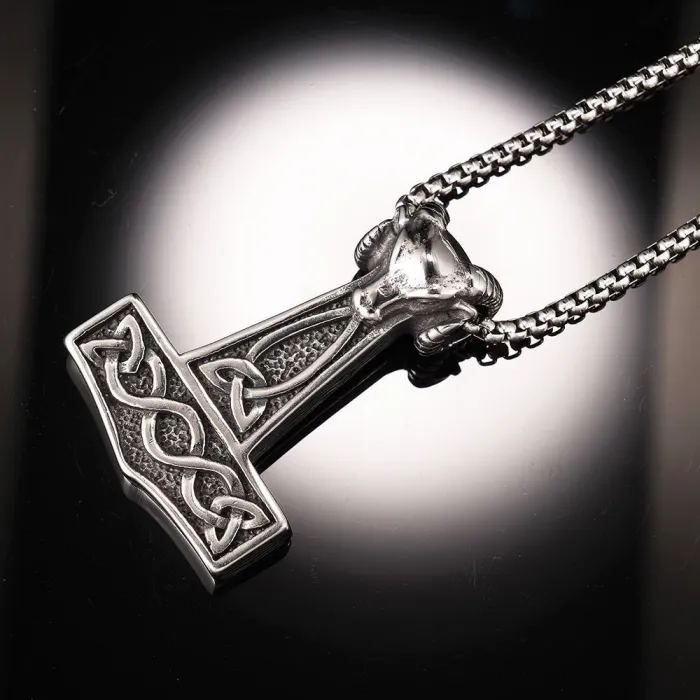 Wholesale Viking Hammer Pendant – Retro Titanium Steel Amulet Necklace for Men | Trendy Jewelry Supplier & Bulk Orders