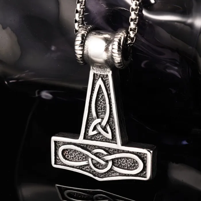 Wholesale Viking Hammer Pendant – Retro Titanium Steel Amulet Necklace for Men | Trendy Jewelry Supplier & Bulk Orders