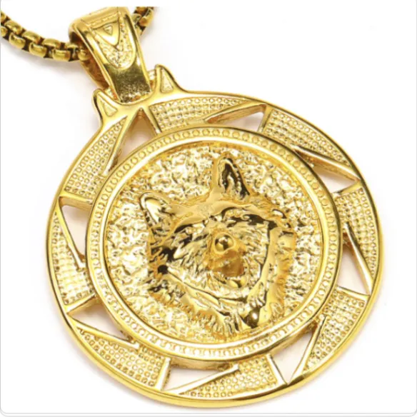 Wholesale Ice Wolf Pendant – Viking Mythology Stainless Steel Necklace for Men | Animal Jewelry Bulk Supplier