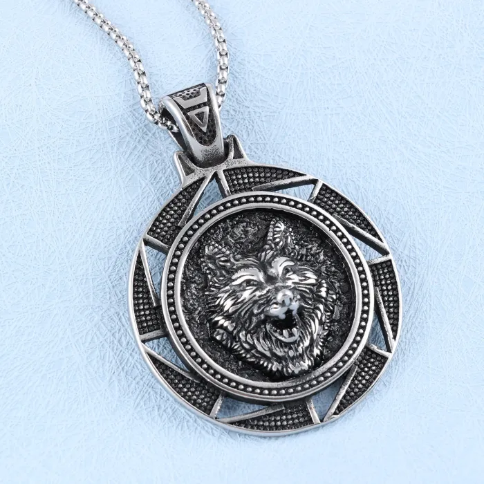 Wholesale Ice Wolf Pendant – Viking Mythology Stainless Steel Necklace for Men | Animal Jewelry Bulk Supplier