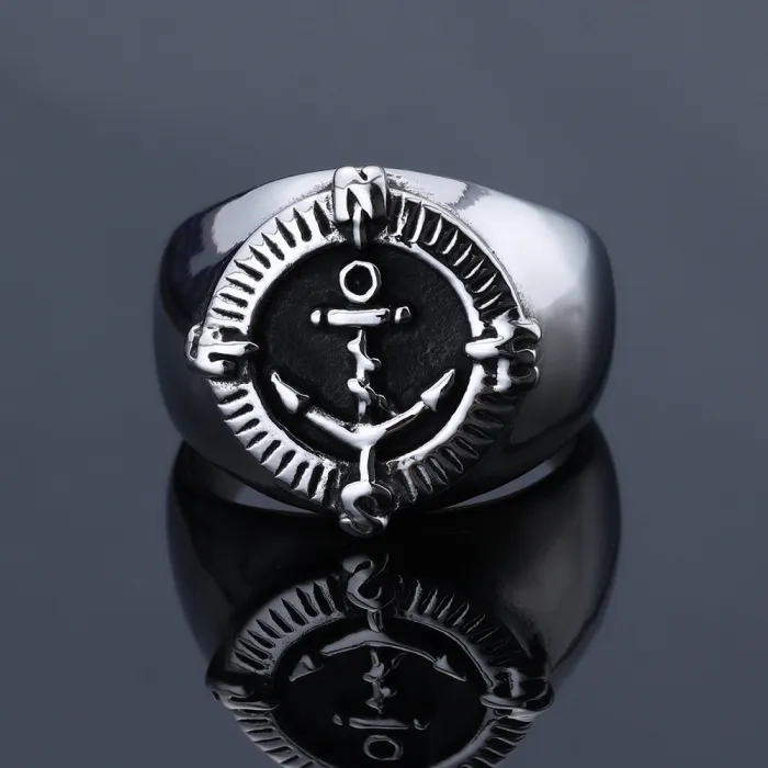 Wholesale Anchor Ring – Stainless Steel Nautical Jewelry in Retro INS Style | Fade-Resistant Bulk Supplier