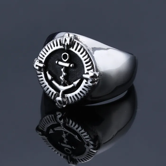 Wholesale Anchor Ring – Stainless Steel Nautical Jewelry in Retro INS Style | Fade-Resistant Bulk Supplier