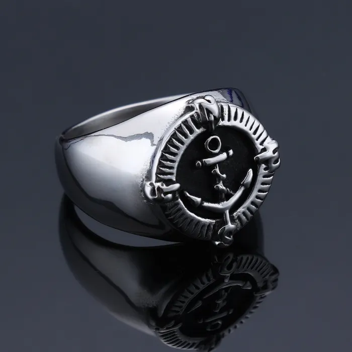 Wholesale Anchor Ring – Stainless Steel Nautical Jewelry in Retro INS Style | Fade-Resistant Bulk Supplier