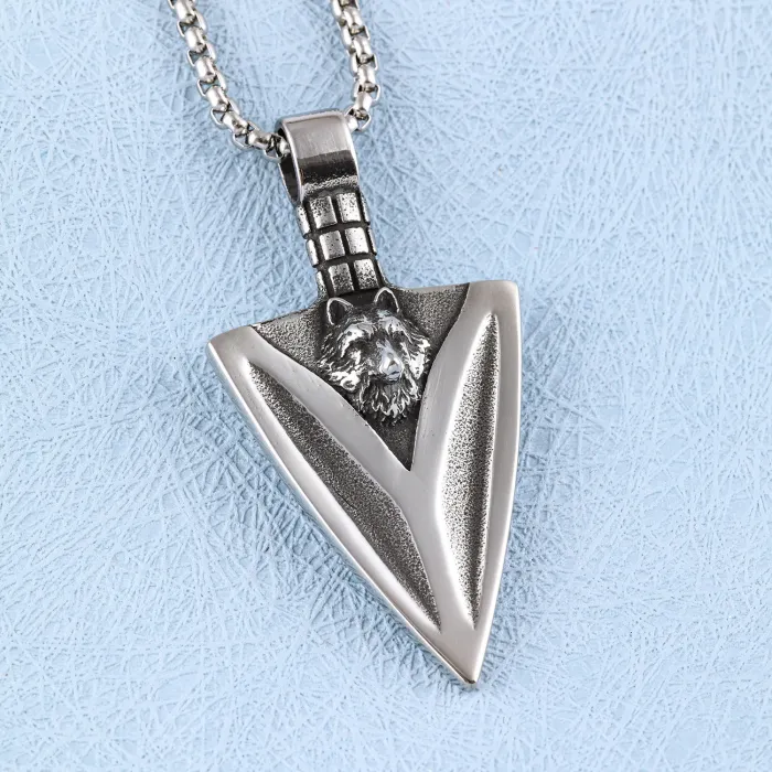 Viking Wolf Head Pendant – Punk Style Stainless Steel Necklace, Fade-Resistant