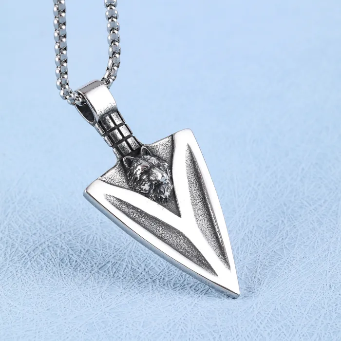 Viking Wolf Head Pendant – Punk Style Stainless Steel Necklace, Fade-Resistant