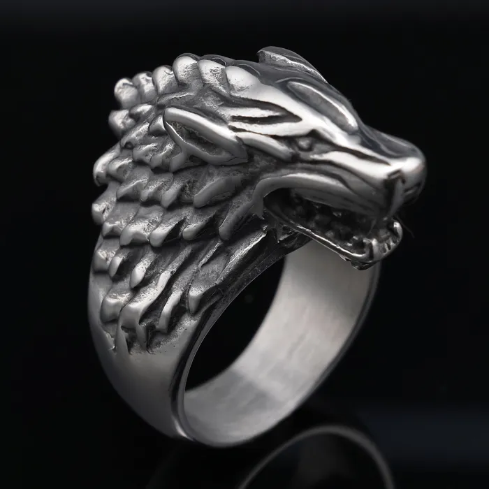Vintage Wolf Head Ring for Men – Nordic Mythology Inspired Bold Stainless Steel Statement Jewelry