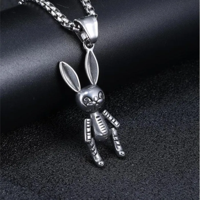 Trendy Bunny Pendant Necklace – Stainless Steel Cute Animal Charm for Women