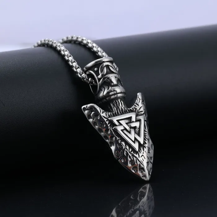 Viking Rune Triangle Pendant – Nordic Stainless Steel Amulet for Men | Bulk Jewelry Supplier