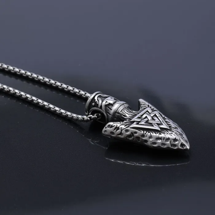 Viking Rune Triangle Pendant – Nordic Stainless Steel Amulet for Men | Bulk Jewelry Supplier