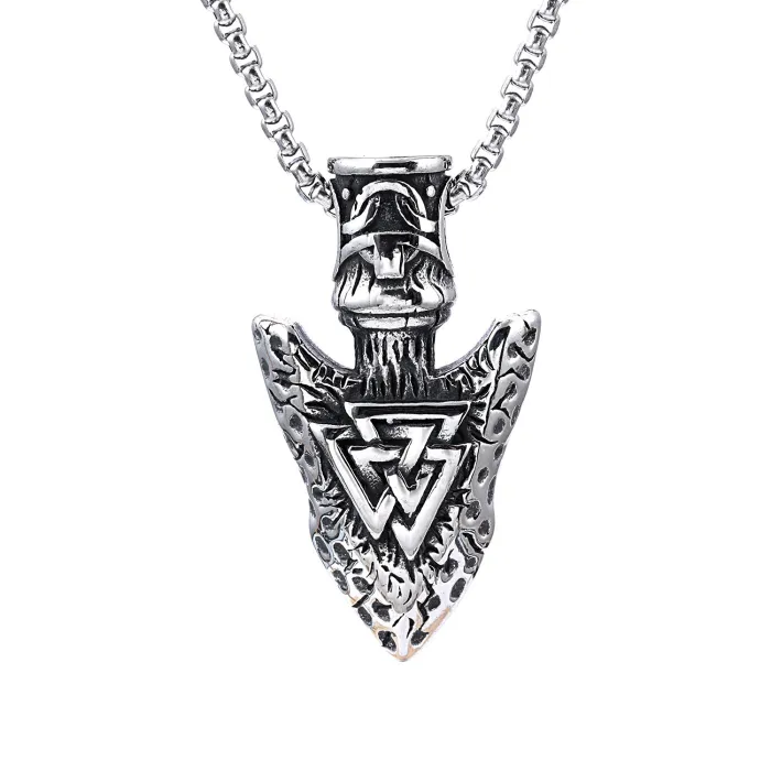 Viking Rune Triangle Pendant – Nordic Stainless Steel Amulet for Men | Bulk Jewelry Supplier