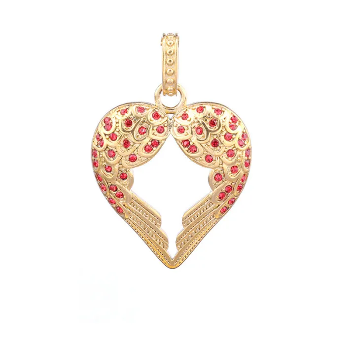 Gold-Plated Angel Wings Pendant – Animal-Inspired Design with Crystals | Factory Direct Supply