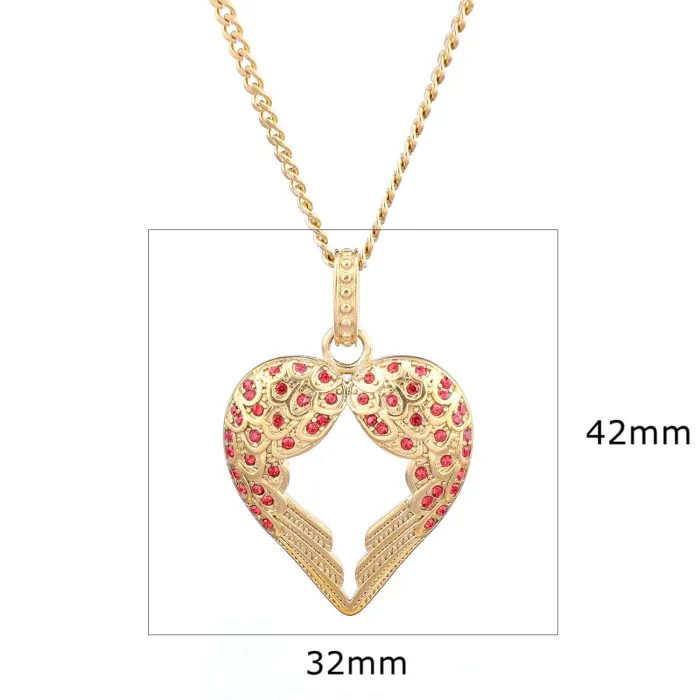 Gold-Plated Angel Wings Pendant – Animal-Inspired Design with Crystals | Factory Direct Supply