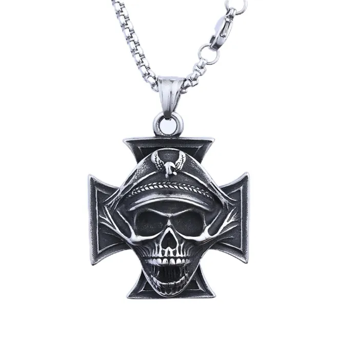 New Retro Pirate Skull Cross Pendant – Fashion Stainless Steel Gothic Jewelry