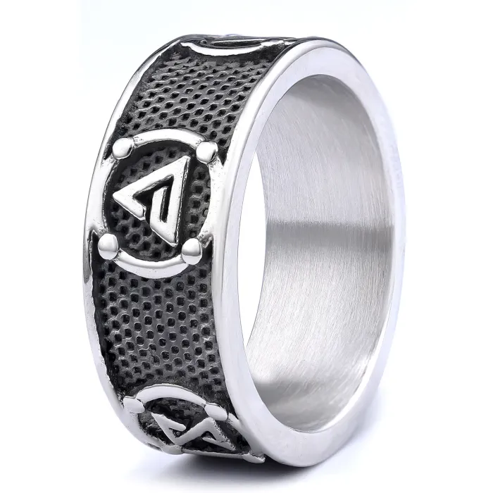 Vintage Irregular Arc Triangle Ring – Unisex Stainless Steel Statement Jewelry