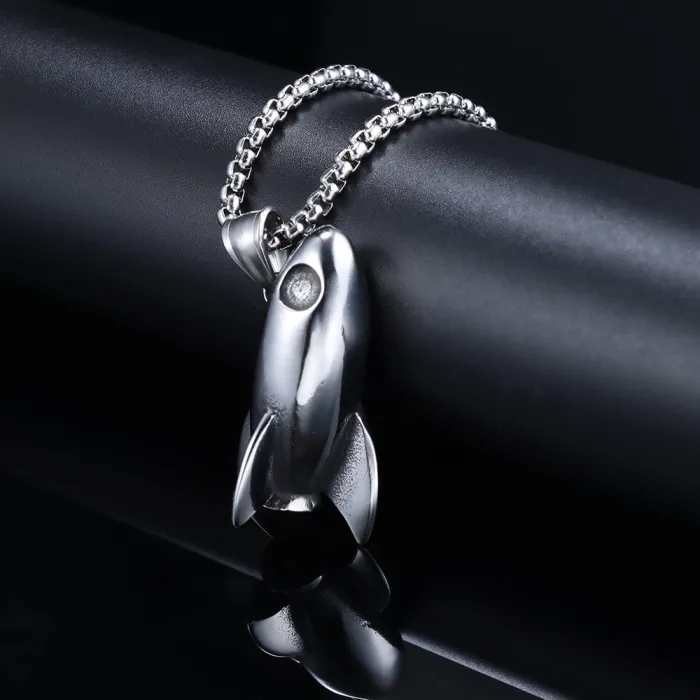 Men's Punk Rocket Pendant Necklace – Street Style Stainless Steel Jewelry