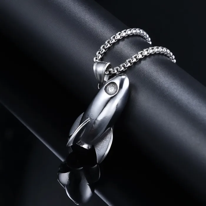 Men's Punk Rocket Pendant Necklace – Street Style Stainless Steel Jewelry