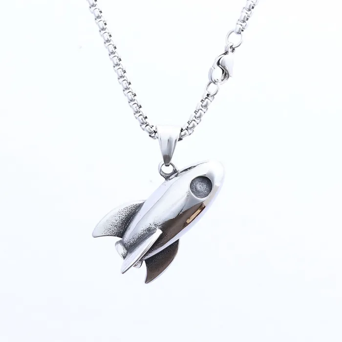 Men's Punk Rocket Pendant Necklace – Street Style Stainless Steel Jewelry