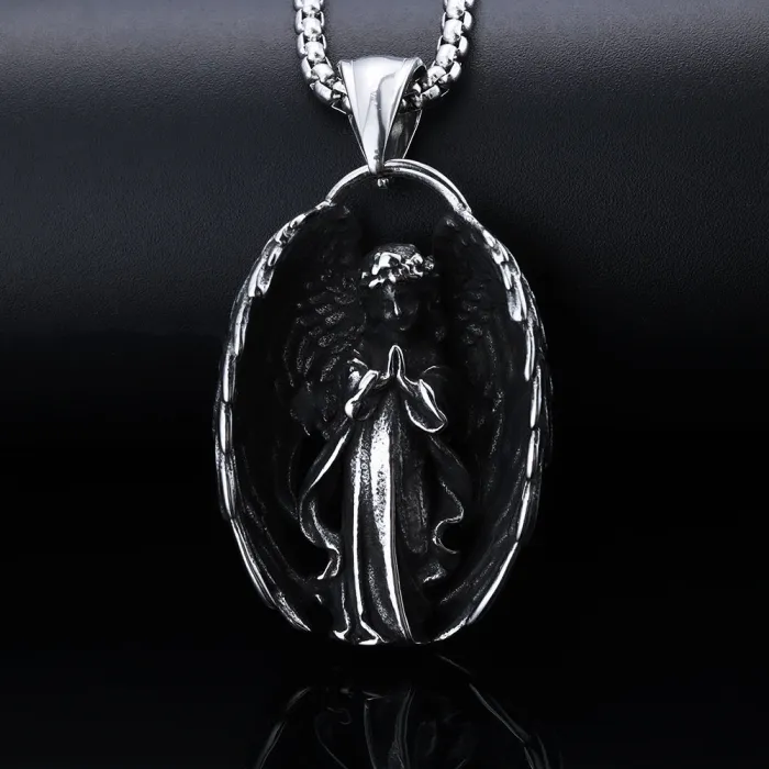 Stainless Steel European Faith Goddess Prayer Pendant – Hot-Selling Gothic Style
