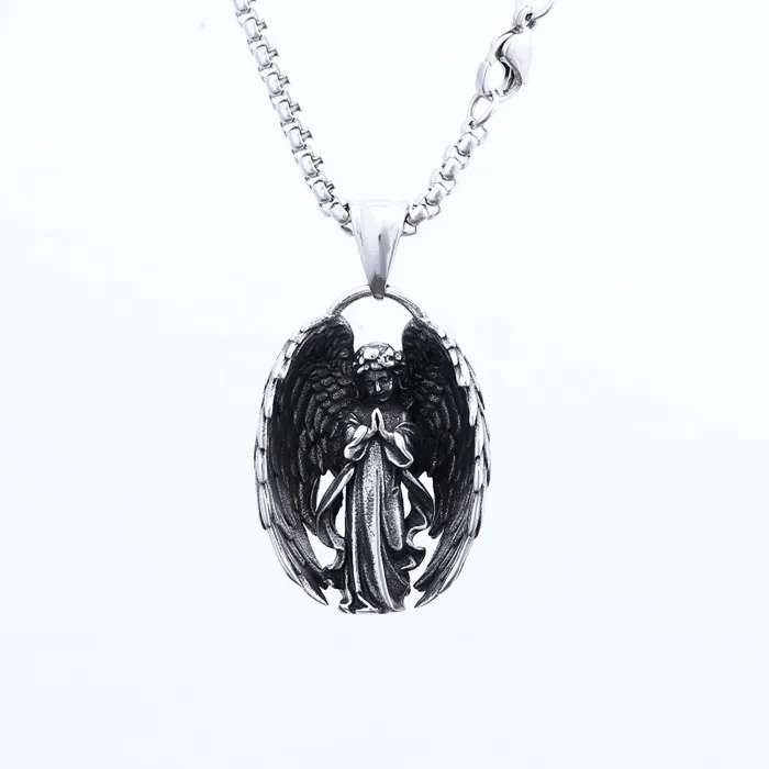 Stainless Steel European Faith Goddess Prayer Pendant – Hot-Selling Gothic Style