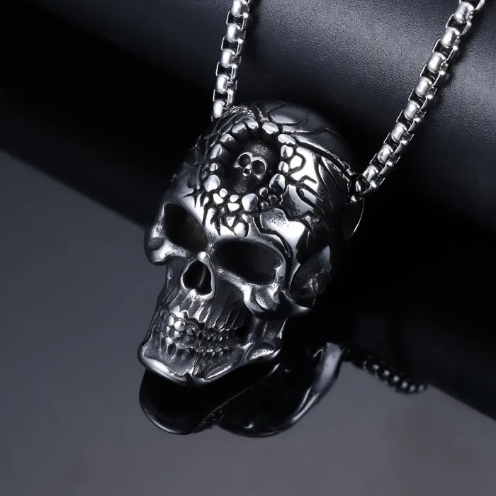 Stainless Steel Double Skull Pendant – Gothic Style Hot-Selling European Punk Jewelry