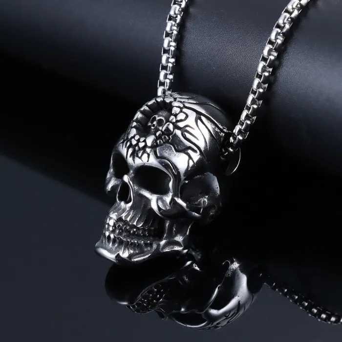 Stainless Steel Double Skull Pendant – Gothic Style Hot-Selling European Punk Jewelry