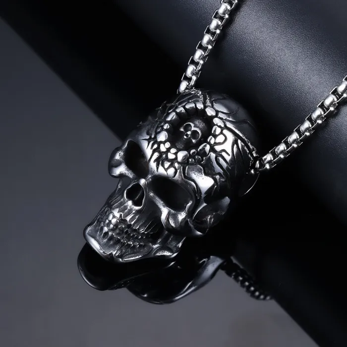 Stainless Steel Double Skull Pendant – Gothic Style Hot-Selling European Punk Jewelry