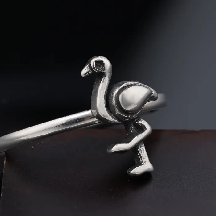 Flamingo Ring – Trendy Stainless Steel Band in Steel Color for Women | Bulk Jewelry Supplier & Factory Price