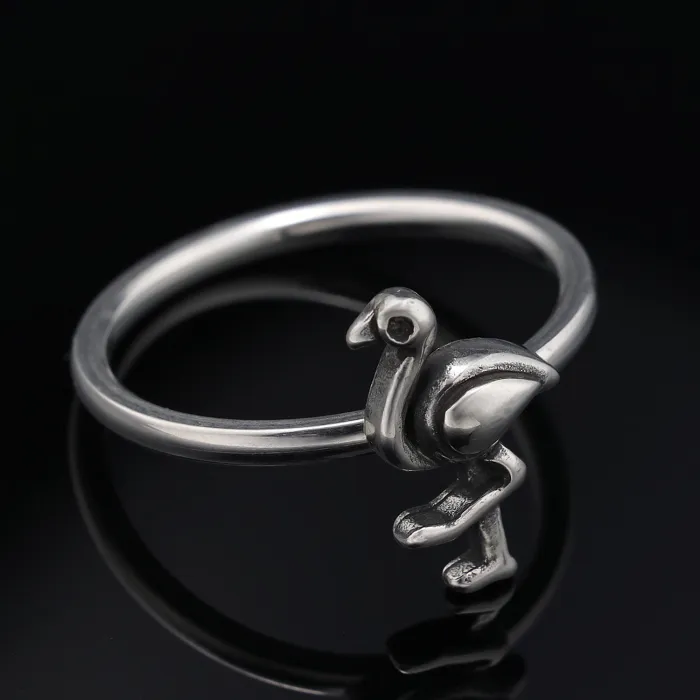 Flamingo Ring – Trendy Stainless Steel Band in Steel Color for Women | Bulk Jewelry Supplier & Factory Price