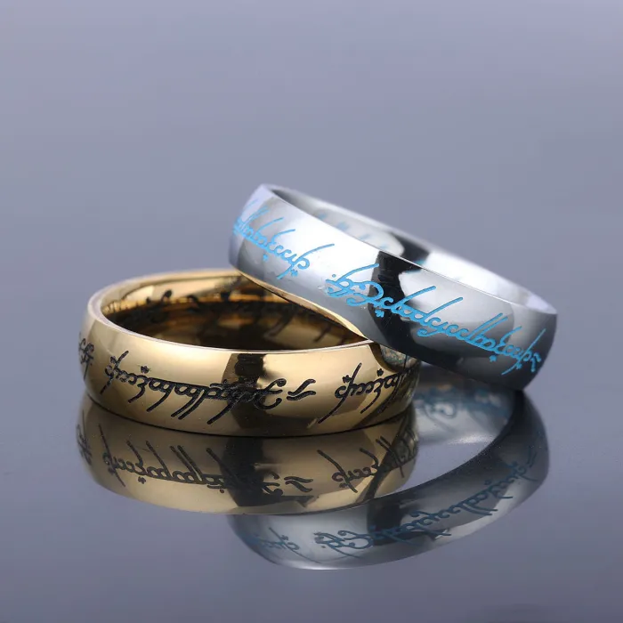 Hot-Selling Stylish Niche Glow-in-the-Dark Stainless Steel "Lord of the Rings" English Ins Style Unisex Ring