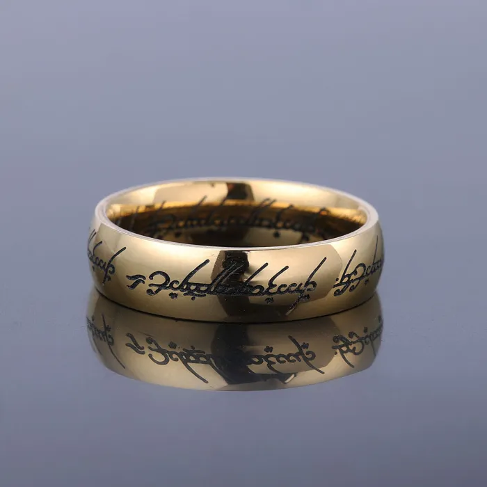 Hot-Selling Stylish Niche Glow-in-the-Dark Stainless Steel "Lord of the Rings" English Ins Style Unisex Ring