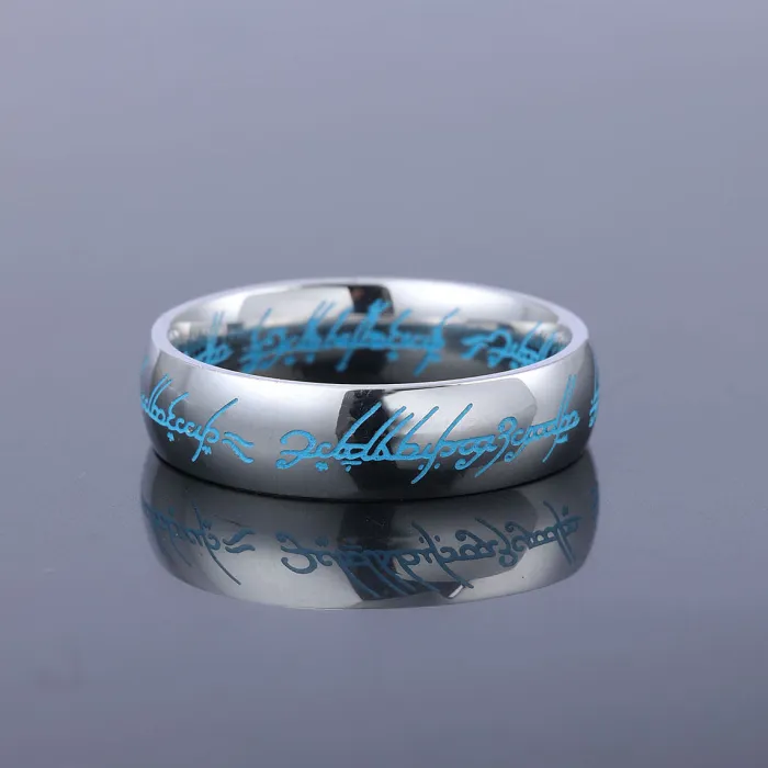 Hot-Selling Stylish Niche Glow-in-the-Dark Stainless Steel "Lord of the Rings" English Ins Style Unisex Ring